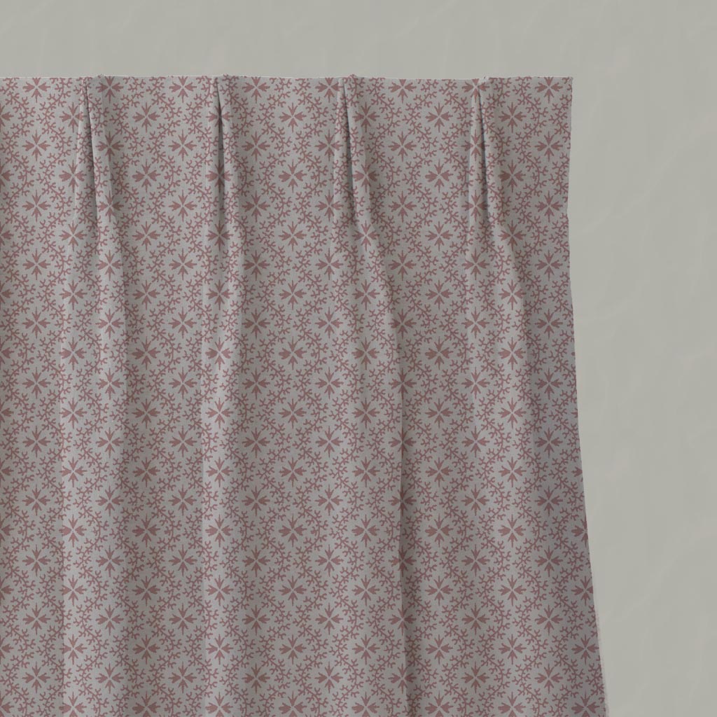 Pink Abstract Linen Pleated Curtain - Unica Dusty Pink - Natural base fabric.