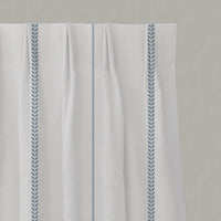 Blue Striped Linen Pleated Curtains - Berit Agate Blue - White base fabric.
