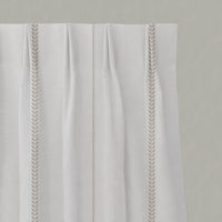 Neutral / Brown Striped Linen Pleated Curtains - Berit Taupe - White base fabric.