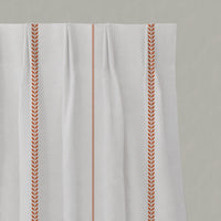 Red / Orange Striped Linen Pleated Curtains - Berit Terracotta - White base fabric.