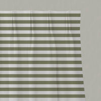 Green Striped Linen Pleated Curtains - Della Moss-WHT - White base fabric.