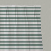 Green Striped Linen Pleated Curtains - Della Sage-WHT - White base fabric.