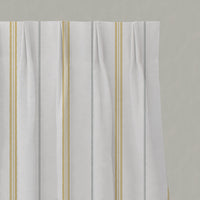Grey / Yellow Striped Linen Pleated Curtains - Elise Dijon-WHT - White base fabric.