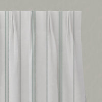 Grey / Green Striped Linen Pleated Curtains - Elise Meadow-WHT - White base fabric.