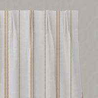 Orange / Yellow Striped Linen Pleated Curtains - Elise Ochre-WHT - White base fabric.
