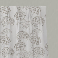 Neutral / Grey Floral Linen Pleated Curtains - Erleen Almond - White base fabric.
