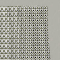 Green Patterned Linen Pleated Curtains - Fiona Moss - White base fabric.