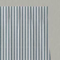 Blue Patterned Linen Pleated Curtain - Fionna Paris Blue-WHT - White base fabric.