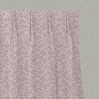 Pink Botanical Linen Pleated Curtains - Fita Peony-WHT - White base fabric.