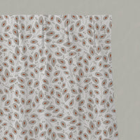 Orange Botanical Linen Pleated Curtains - Goldie Terracotta-WHT - White base fabric.