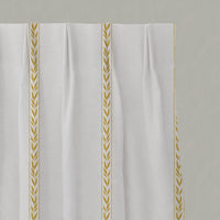 Yellow Striped Linen Pleated Curtains - Helena Dijon - White base fabric.