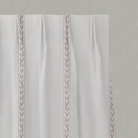 Pink Striped Linen Pleated Curtains - Helena Peony - White base fabric.