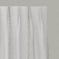 Neutral / Brown Striped Linen Pleated Curtains - Helena Taupe - White base fabric.