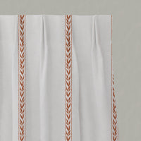 Orange Striped Linen Pleated Curtains - Helena Terracotta - White base fabric.