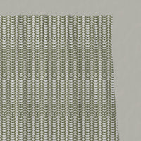 Green Patterned Linen Pleated Curtains - Hilda Moss - White base fabric.