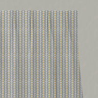 Yellow Patterned Linen Pleated Curtains - Hilda Mustard - White base fabric.