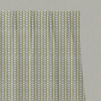 Green Patterned Linen Pleated Curtains - Hilda Olive - White base fabric.