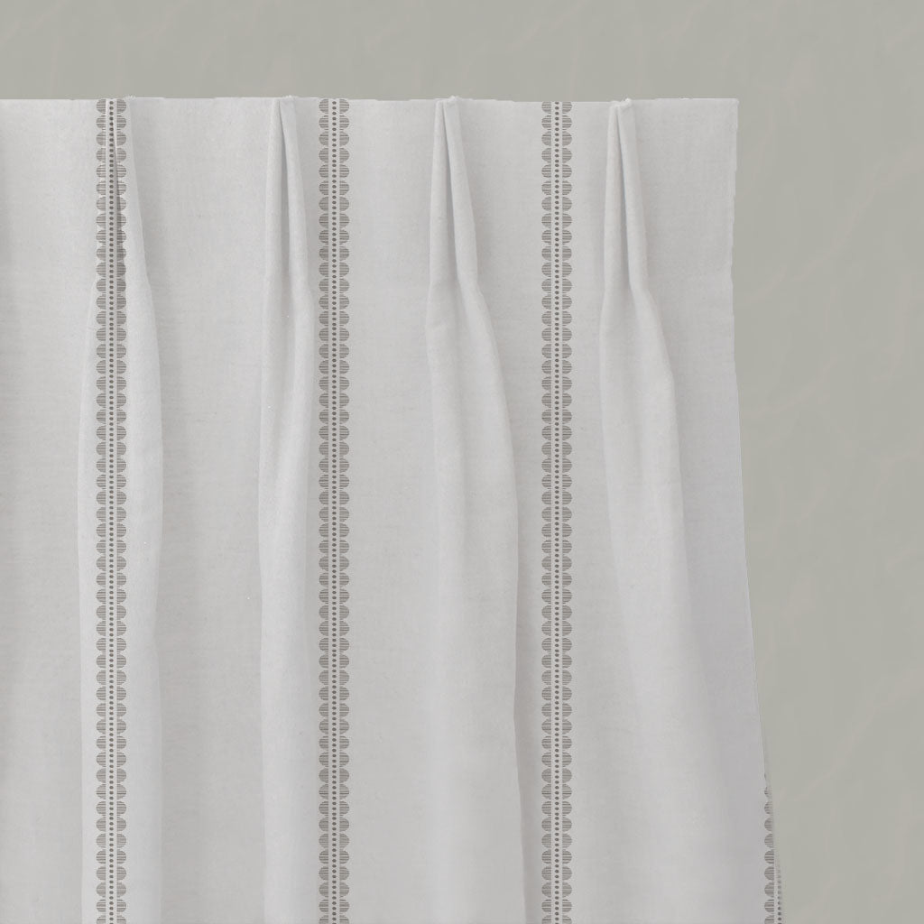Neutral / Brown Striped Linen Pleated Curtains - Imogen Nougat - White base fabric.