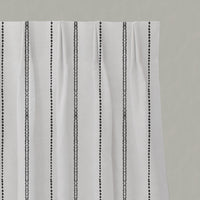 Black Striped Linen Pleated Curtains - Inga Noir - White base fabric.