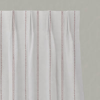 Pink Striped Linen Pleated Curtains - Inga Peony - White base fabric.