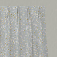 Yellow Floral Linen Pleated Curtains - Janika Dijon - White base fabric.
