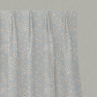 Orange Floral Linen Pleated Curtains - Janika Tangerine - White base fabric.