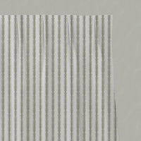 Green Striped Linen Pleated Curtain - Kamillah Moss-WHT - White base fabric.