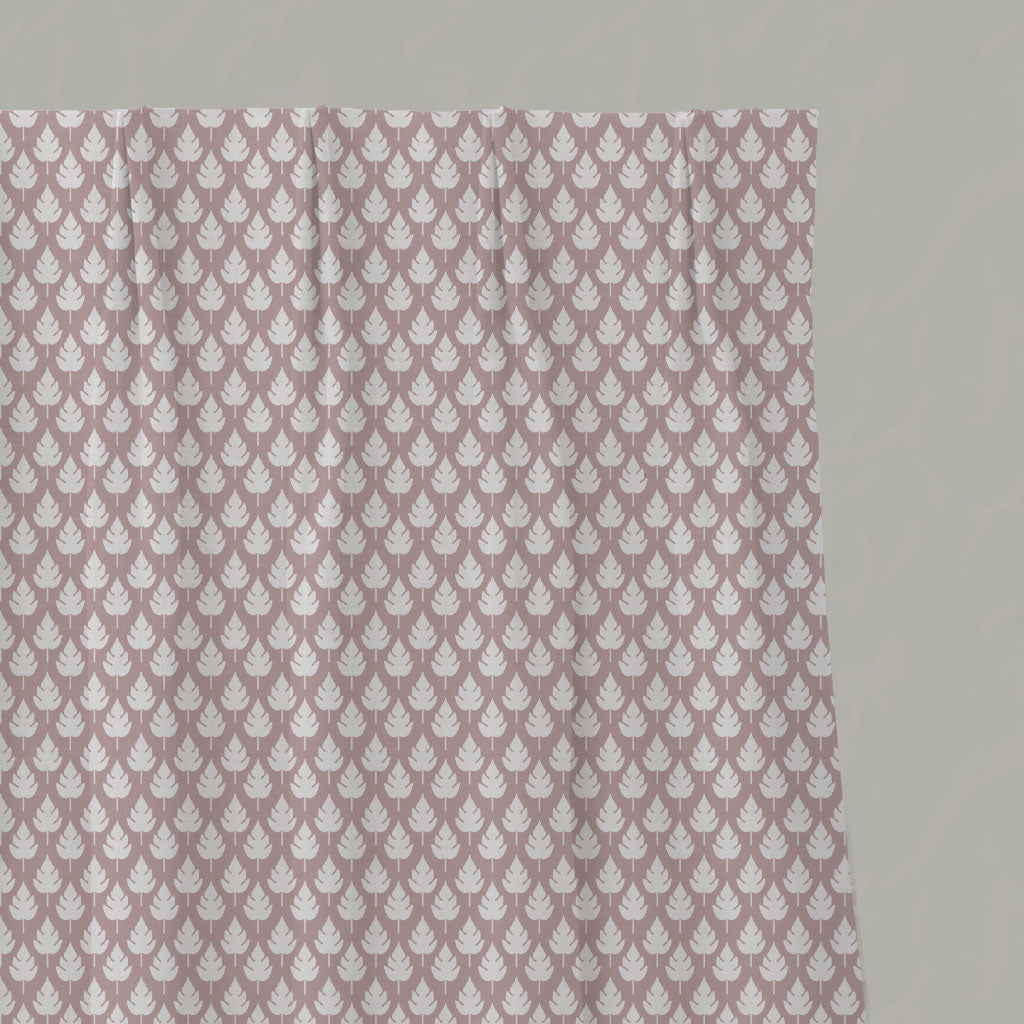 Pink Botanical Linen Pleated Curtains - Kira Peony - White base fabric.