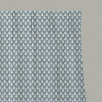 Blue Botanical Linen Pleated Curtains - Kira Shadow Blue - White base fabric.