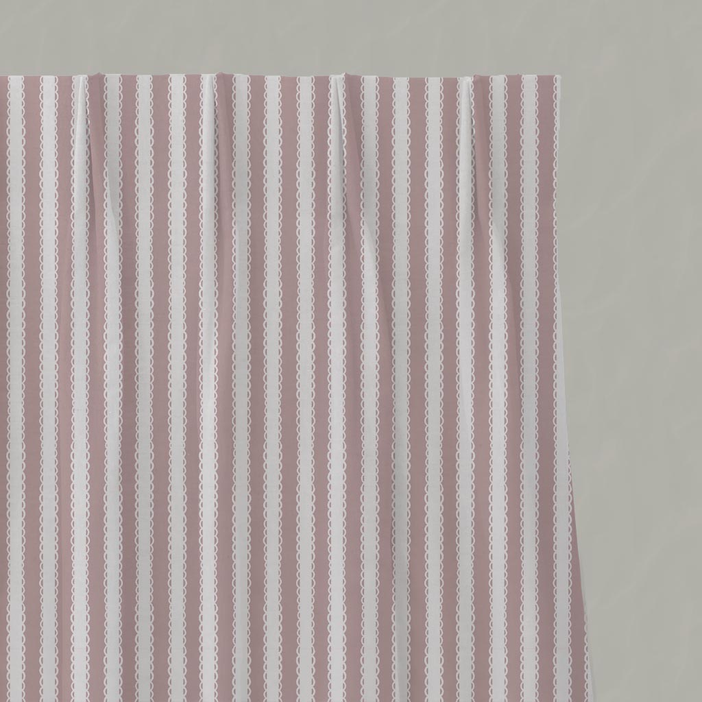 Pink Striped Linen Pleated Curtain - Lisabella Peony-WHT - White base fabric.