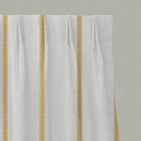 Yellow Striped Linen Pleated Curtains - Rune Gold Amber - White base fabric.