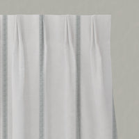 Grey Striped Linen Pleated Curtains - Rune Greige - White base fabric.