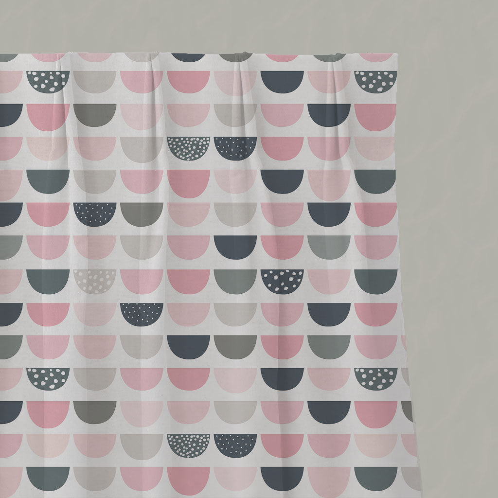 Pink Kids Linen Pleated Curtains - Zippo Pink - White base fabric.
