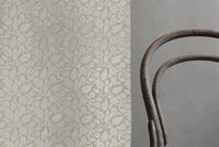 Sonja Powder Sand - White Linen fabric, Light Brown paisley print