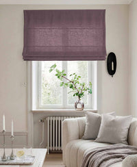 Purple Linen Roman blind - Cotton lined. Made of pre-washed 100% linen Bianco Plum by Ada & Ina.