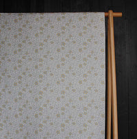 Ruth Dijon- Linen Curtain Fabric - Grey & Dijon Mustard Botanical Pattern