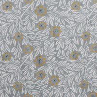 Ruth Dijon- Linen Curtain Fabric - Grey & Dijon Mustard Botanical Pattern