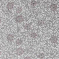 Ruth Peony- Linen Curtain Fabric - Grey & Pale Pink Botanical Pattern
