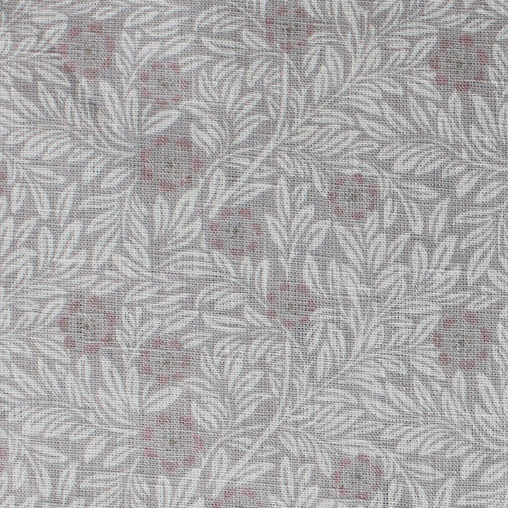 Ruth Peony- Linen Curtain Fabric - Grey & Pale Pink Botanical Pattern