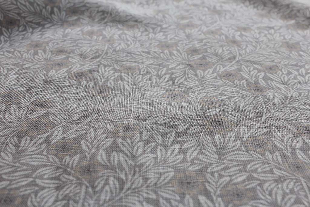 Ruth Powder Sand - Linen Curtain Fabric - Botanical Pattern