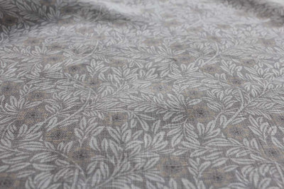Ruth Powder Sand - Linen Curtain Fabric - Botanical Pattern