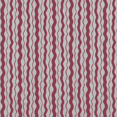 Safiya Wine - natural curtain fabric with Red abstract stripe print