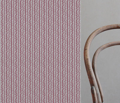 Safiya Wine - natural curtain fabric with Red abstract stripe print