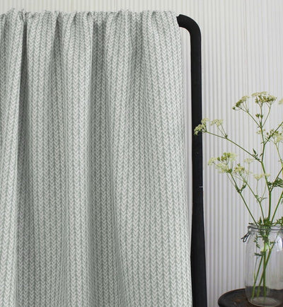 Fia Sage - Linen curtain fabric, abstract Green pattern