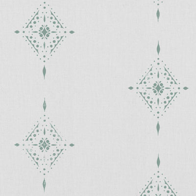 Kaisley Sage-WHT - White curtain fabric with Green Abstract print