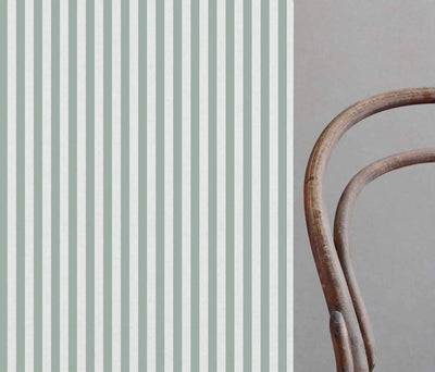 Liliana Sage-WHT - white fabric with green striped pattern