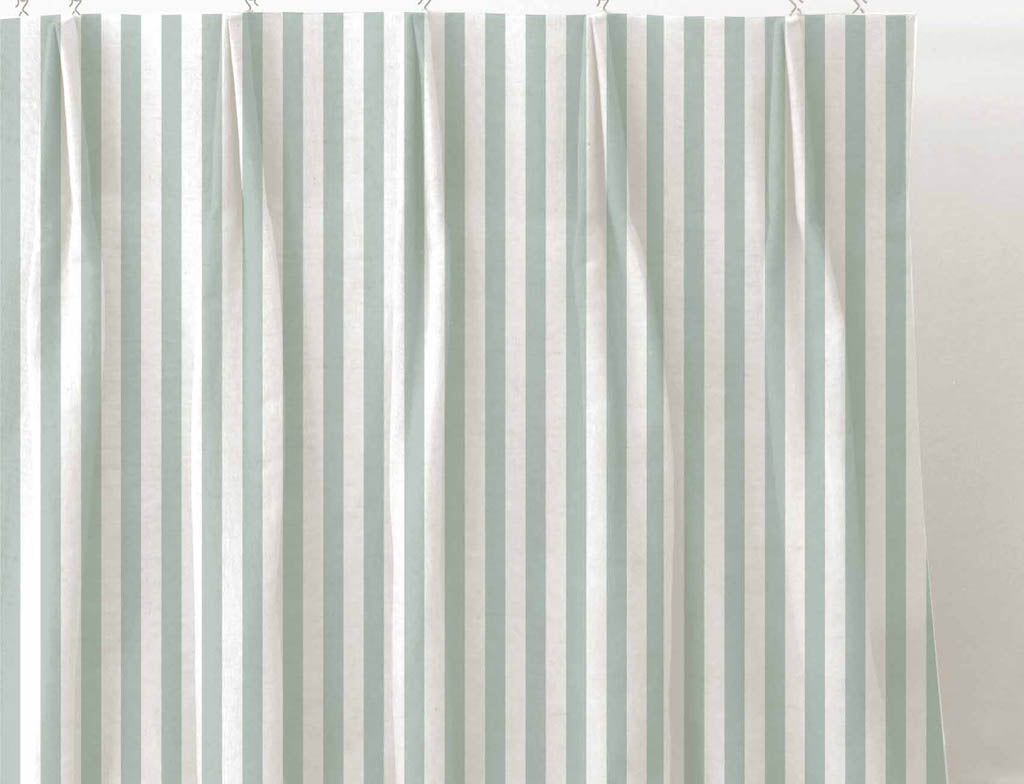 Liliana Sage-WHT - white fabric with green striped pattern
