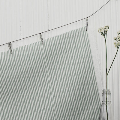 Maisa Sage - Linen curtain fabric, Green stripes