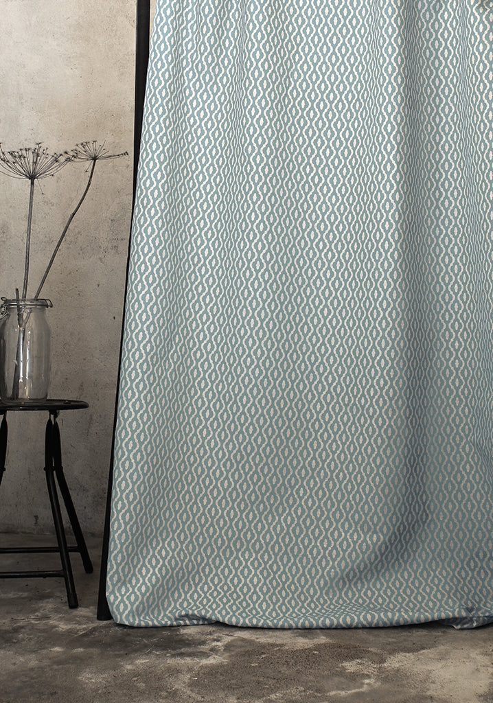 Oona Sage - White linen fabric, Sage Green abstract print
