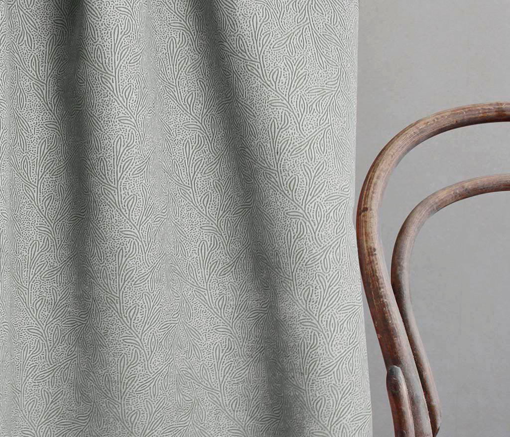 Alma Sage - Curtain fabric with Green botanical print